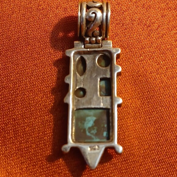 Sterling Silver Turquoise Style Pendant Necklace 23” Snake Chain 925 Italy - Picture 7 of 16